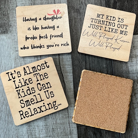 Coasters #5 Sassy Saying Wooden Bar Coaste - Picture 2 of 2